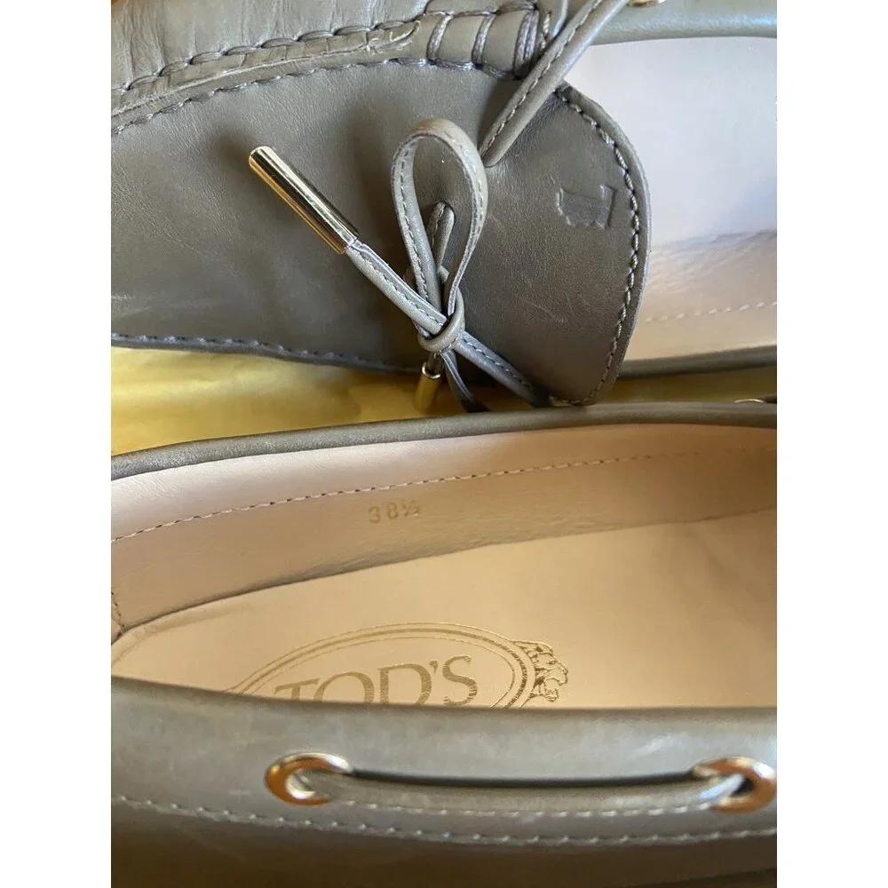 TOD’S Gommino Driving Shoes Size 38,5 (US 8,5) Gray Flat Leather - Picture 8 of 8